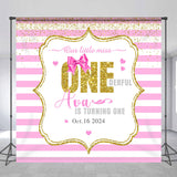 Allenjoy Customized Name Pink Stripes 1St Birthday Backdrop