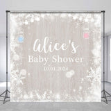 Allenjoy Customized Name Snowflake Wood Baby Shower Backdrop