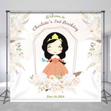 Allenjoy Customized Name White Flowers 2Nd Birthday Backdrop