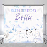 Allenjoy Customized Name Winter Animals Birthday Backdrop