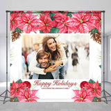 Allenjoy Customized Photo Red Flower Happy Holiday Backdrop