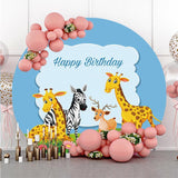 Allenjoy Cute Animals With Glassland Round Birthday Backdrop