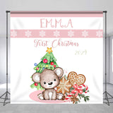 Allenjoy Cute Bear Gingerbreads Custom 1St Christmas Backdrop