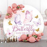 Allenjoy Cute Butterfly Round Backdrop Baby Shower Party