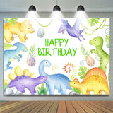 Allenjoy Cute Dinosaur Plants Happy Birthday Backdrop Boy