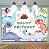 Allenjoy Cute Dinosaurs And Eggs Happy Birthday Backdrop