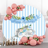 Allenjoy Cute Elephant Blue Circle Happy Birthday Backdrop