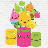 Allenjoy Cute Fruits Birthday Round Backdrop Kit Kids