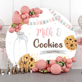 Allenjoy Cute Milk Cookies Happy Birthday Round Backdrop