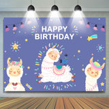 Allenjoy Cute Pink Llama Purple Festival Birthday Backdrop