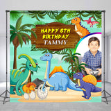 Allenjoy Cute Prehistoric Dianosuars Custom Birthday Backdrop