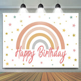 Allenjoy Cute Rainbow Stars White Happy Birthday Backdrop