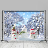 Allenjoy Cute Snowman Snowfield Grove Christmas Backdrop