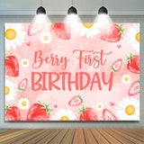 Allenjoy Daisy Pink Berry First Birthday Backdrop Girls