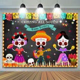 Allenjoy Dancing Skeleton Mexican Fiesta Happy Birthday Backdrop