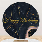 Allenjoy Dark Abstract Gold Glitter Round Birthday Backdrop