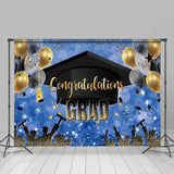 Allenjoy Dark Blue Hat Balloons Ribbon Graduation Backdrop