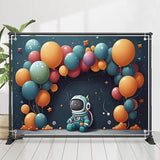 Allenjoy Dark Blue Spaceman Balloons Star Birthday Backdrop