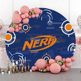 Allenjoy Dark Blue Target Shooting Round Birthday Backdrop