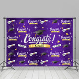 Allenjoy Dark Purple Caps And Stars Congrat Grad Backdrop