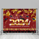 Allenjoy Dark Red Golden Flags Balloons Graduation Backdrop