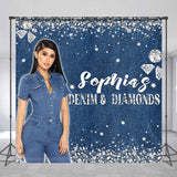 Allenjoy Denim Blue Diamond Glitter Custom Birthday Backdrop