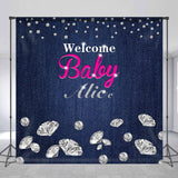 Allenjoy Denim Diamond Personalized Baby Shower Backdrop