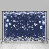 Allenjoy Denim Diamonds Glitter Deep Blue Christmas Backdrop