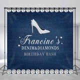 Allenjoy Denim Diamonds Silver Heel Custom Birthday Backdrop