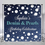 Allenjoy Denim Pearls Custom Birthday Celebration Backdrop