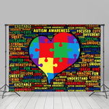 Allenjoy Dense Letters Heart Puzzle Autism Awareness Backdrop