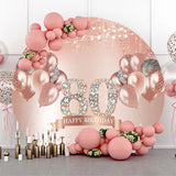 Allenjoy Diamond Balloon Rose Gold Round 80Th Birthday Backdrop