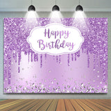 Allenjoy Diamond Purple Bokeh Glitter Happy Birthday Backdrop