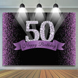 Allenjoy Diamond Purple Glitter Purple Fifty Birthday Backdtops