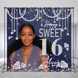 Allenjoy Diamond Sparkling Denim Custom Sweet 16Th Backdrop