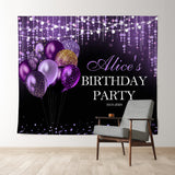 Allenjoy Diamond Strings Purple Bokeh Custom Birthday Backdrop