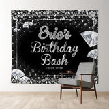 Allenjoy Diamonds Glitter Bokeh Black Custom Birthday Backdrop