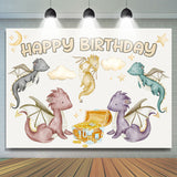 Allenjoy Dinosaur Gold Coin Happy Birthday Backdrop Boys