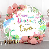 Allenjoy Dinosaurs Plant Round Happy 2Nd Birthday Backdrop