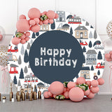 Allenjoy Disc House Patterns Round Happy Birthday Backdrop