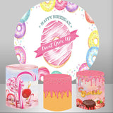 Allenjoy Dont Grow Up Doughnut Birthday Round Backdrop Kit