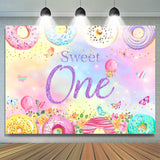 Allenjoy Donut Candy Floral Butterfly 1St Birthday Backdrop