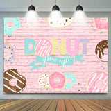 Allenjoy Donut Grow Up With Pink Brick Baby Shower Backdrop