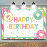 Allenjoy Doughnut Green Pink Girl Happy Birthday Backdrop