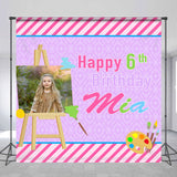 Allenjoy Drawing Board Pink 6Th Birthday Custom Backdrop