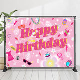 Allenjoy Dreamlike Heart Pink Birthday Backdrop Girl