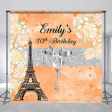 Allenjoy Eiffel Tower Yellow Flower Custom Birthday Backdrop