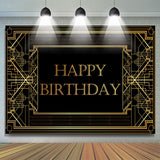 Allenjoy Elegant Gold Geometric Lines Birthday Backdrop Men