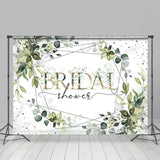 Allenjoy Elegant Green Leaves Bridal Shower Dot Backdrop