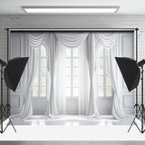 Allenjoy Elegant Pure White Window Portrait Photo Booth Backdrop